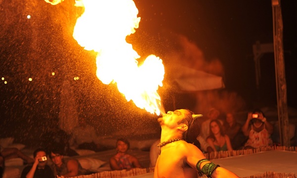 Aboriginal dancer and fire